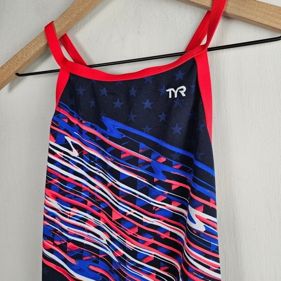 TYR Victorious Diamondfit Swimsuit One Piece Women's 30 S Navy Blue Red - Picture 3 of 7